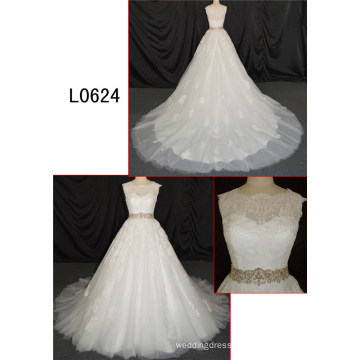 Lace Wedding Dress Long Train with Big Ball Gown Wedding Dress